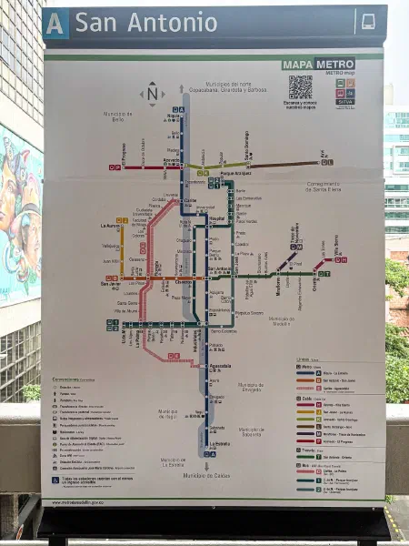 A public transport map at San Antonio station.